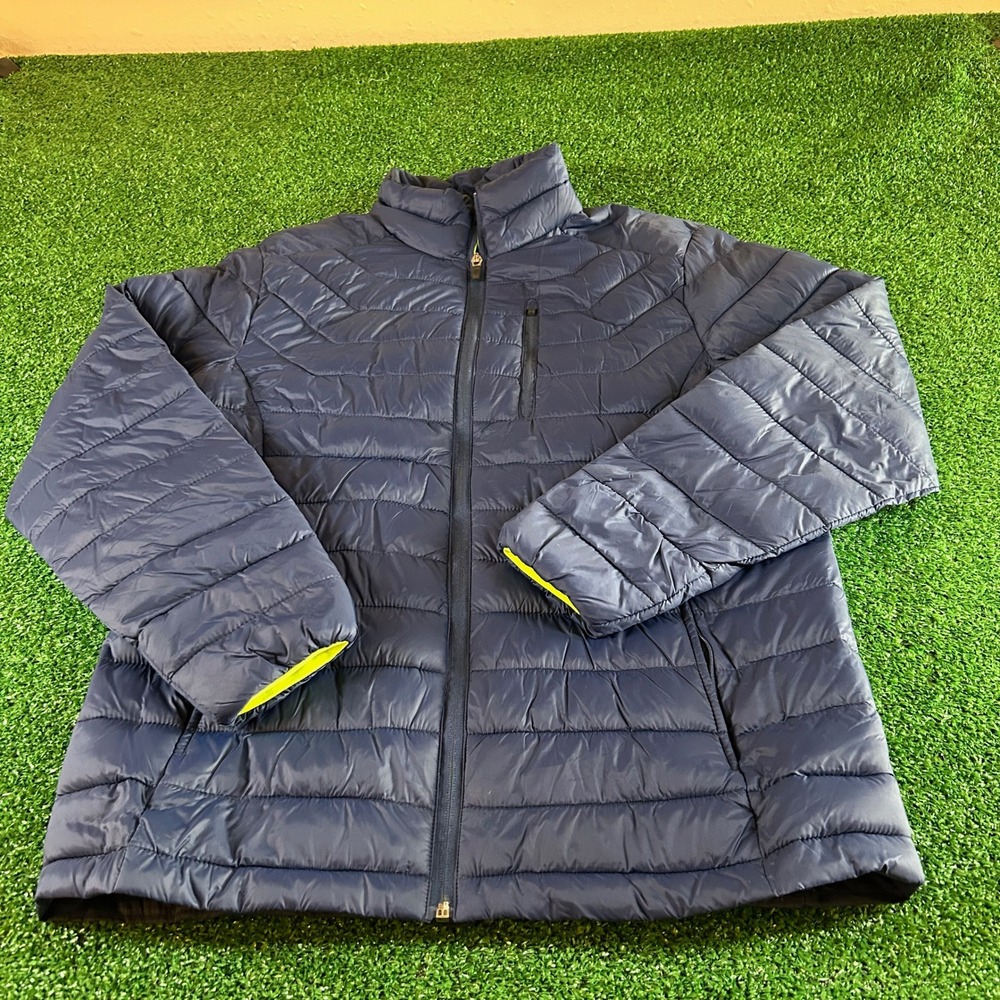 Xersion Packable Puffer‎ Jacket Lightweight Full Zip Padded Coat Blue Mens Small